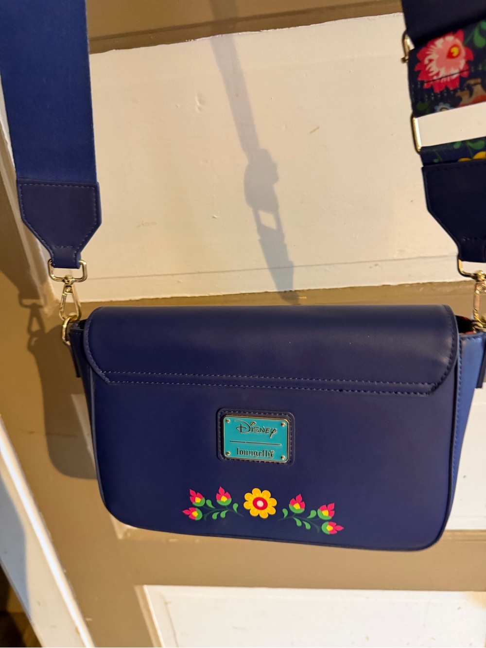 Loungefly Navy Floral Character Crossbody with Decorative Strap - Picture 3 of 3